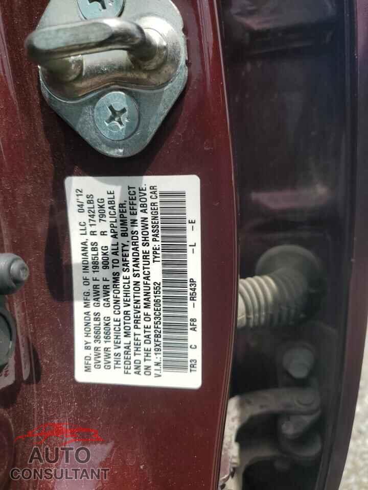 HONDA CIVIC 2012 - 19XFB2F53CE061552