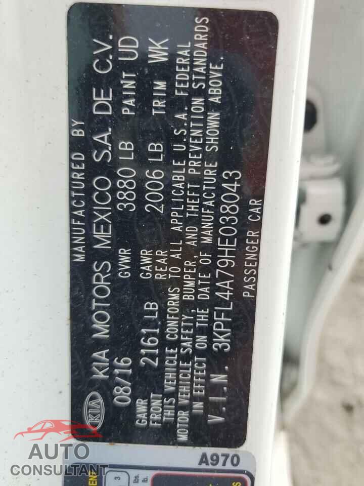 KIA FORTE 2017 - 3KPFL4A79HE038043