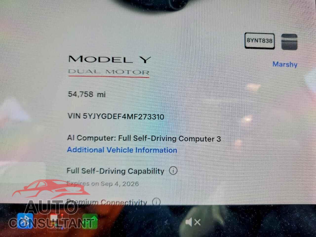 TESLA MODEL Y 2021 - 5YJYGDEF4MF273310