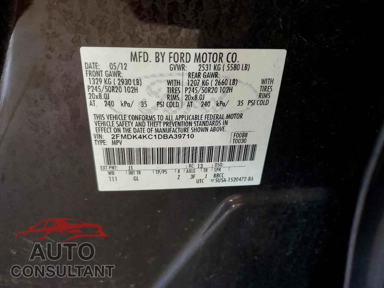 FORD EDGE 2013 - 2FMDK4KC1DBA39710
