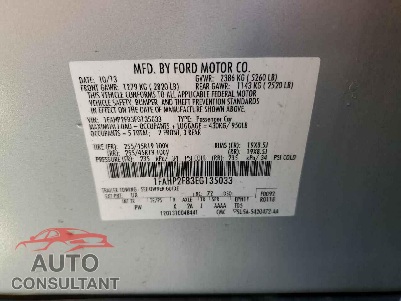 FORD TAURUS 2014 - 1FAHP2F83EG135033