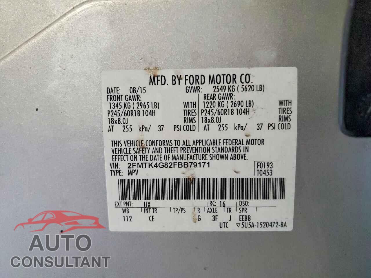 FORD EDGE 2015 - 2FMTK4G82FBB79171