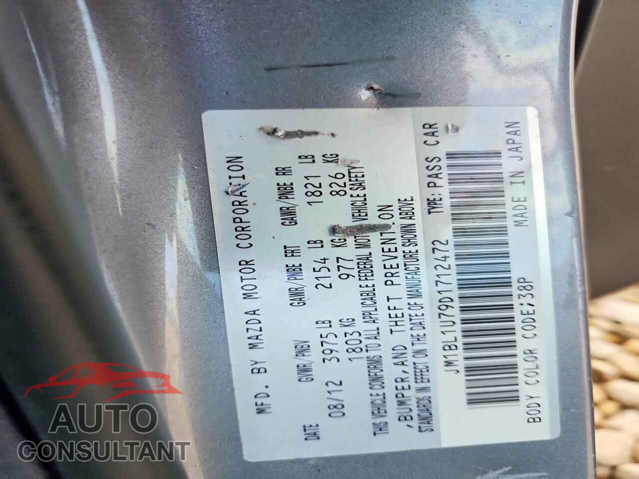 MAZDA 3 2013 - JM1BL1U79D1712472