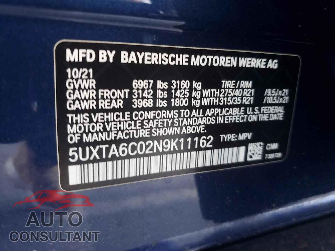 BMW X5 2022 - 5UXTA6C02N9K11162