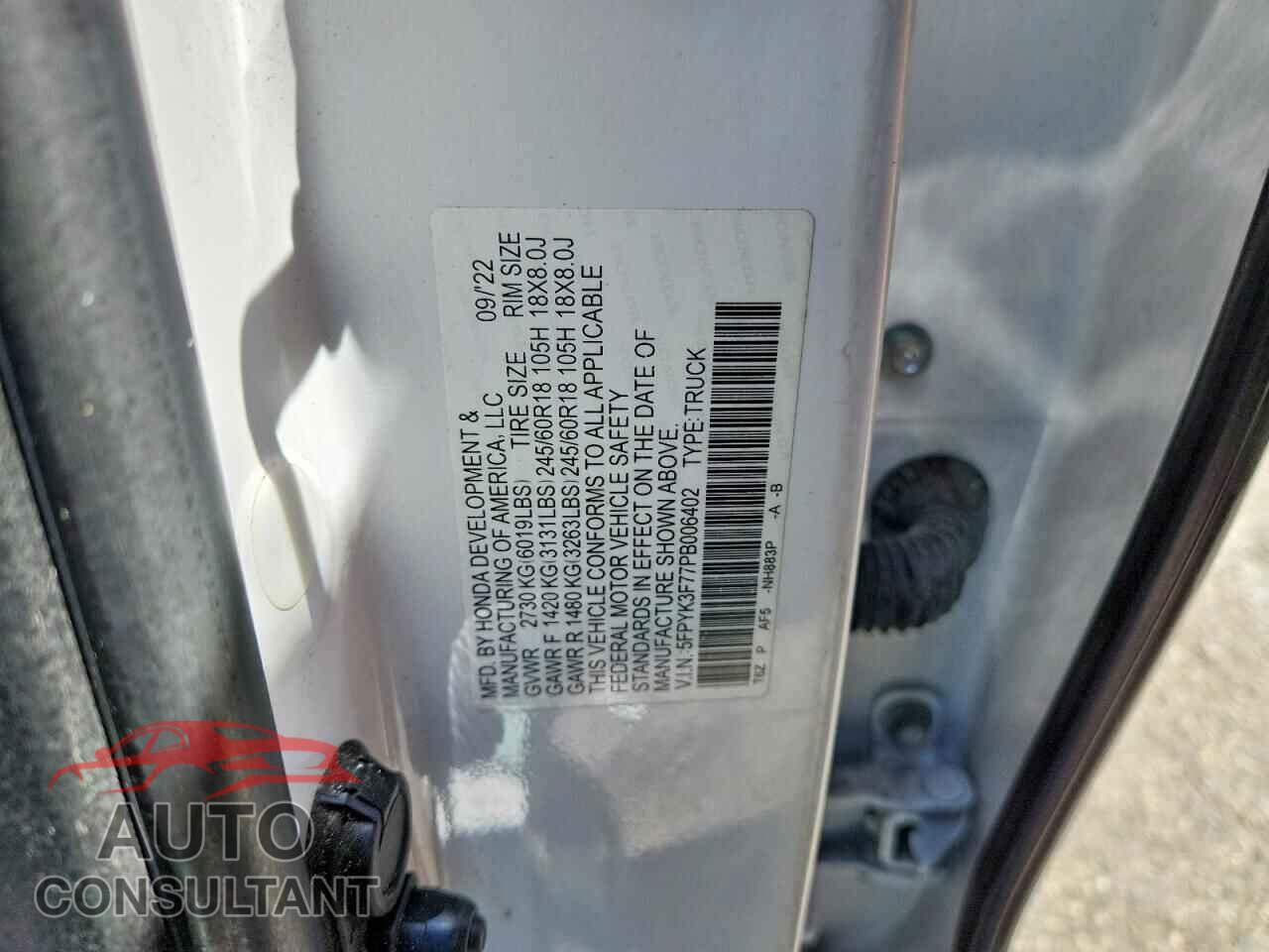 HONDA RIDGELINE 2023 - 5FPYK3F77PB006402