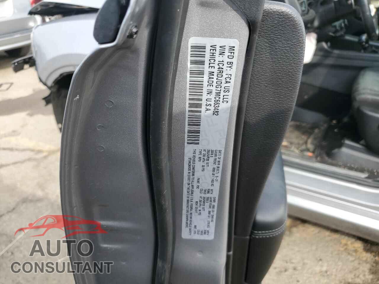 DODGE DURANGO 2021 - 1C4RDJDG7MC663482