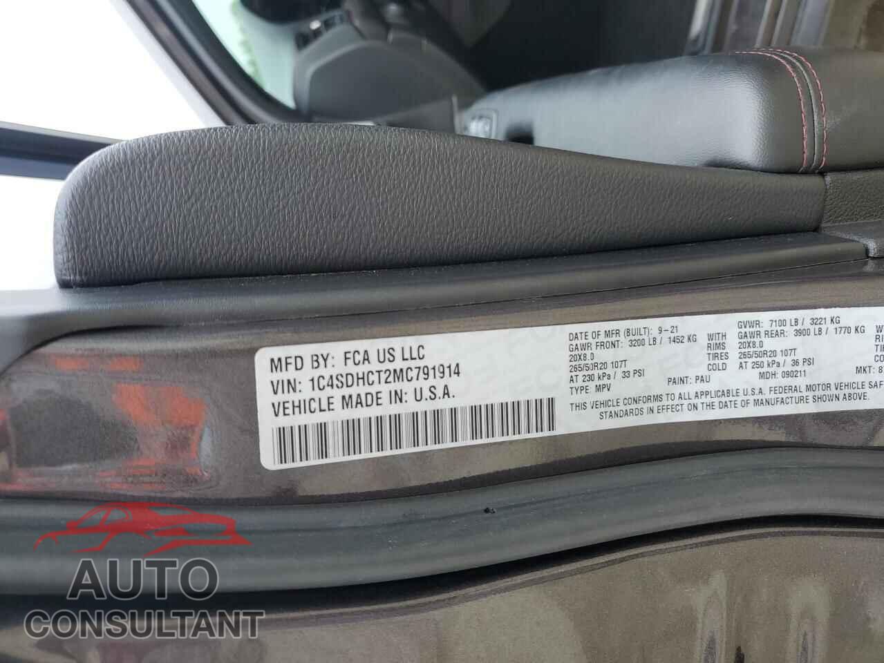 DODGE DURANGO 2021 - 1C4SDHCT2MC791914