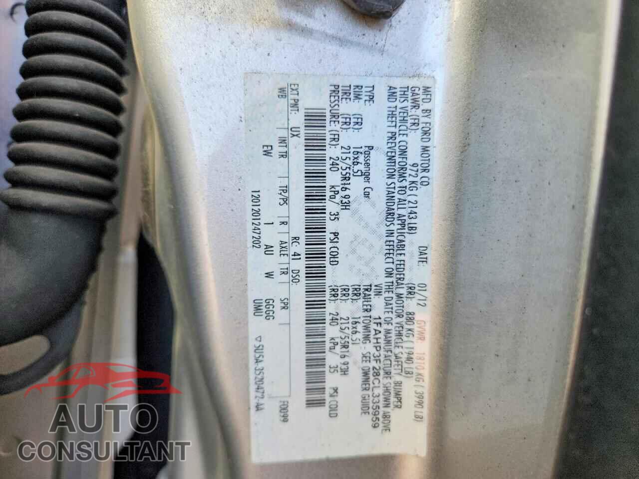 FORD FOCUS 2012 - 1FAHP3F28CL335959
