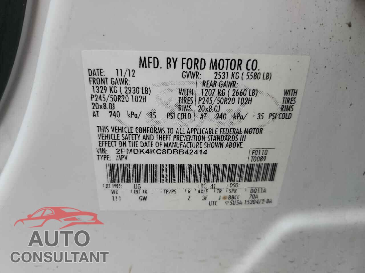 FORD EDGE 2013 - 2FMDK4KC8DBB42414