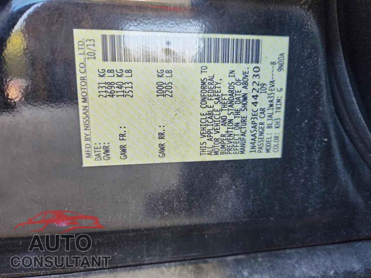 NISSAN MAXIMA 2014 - 1N4AA5AP3EC442230