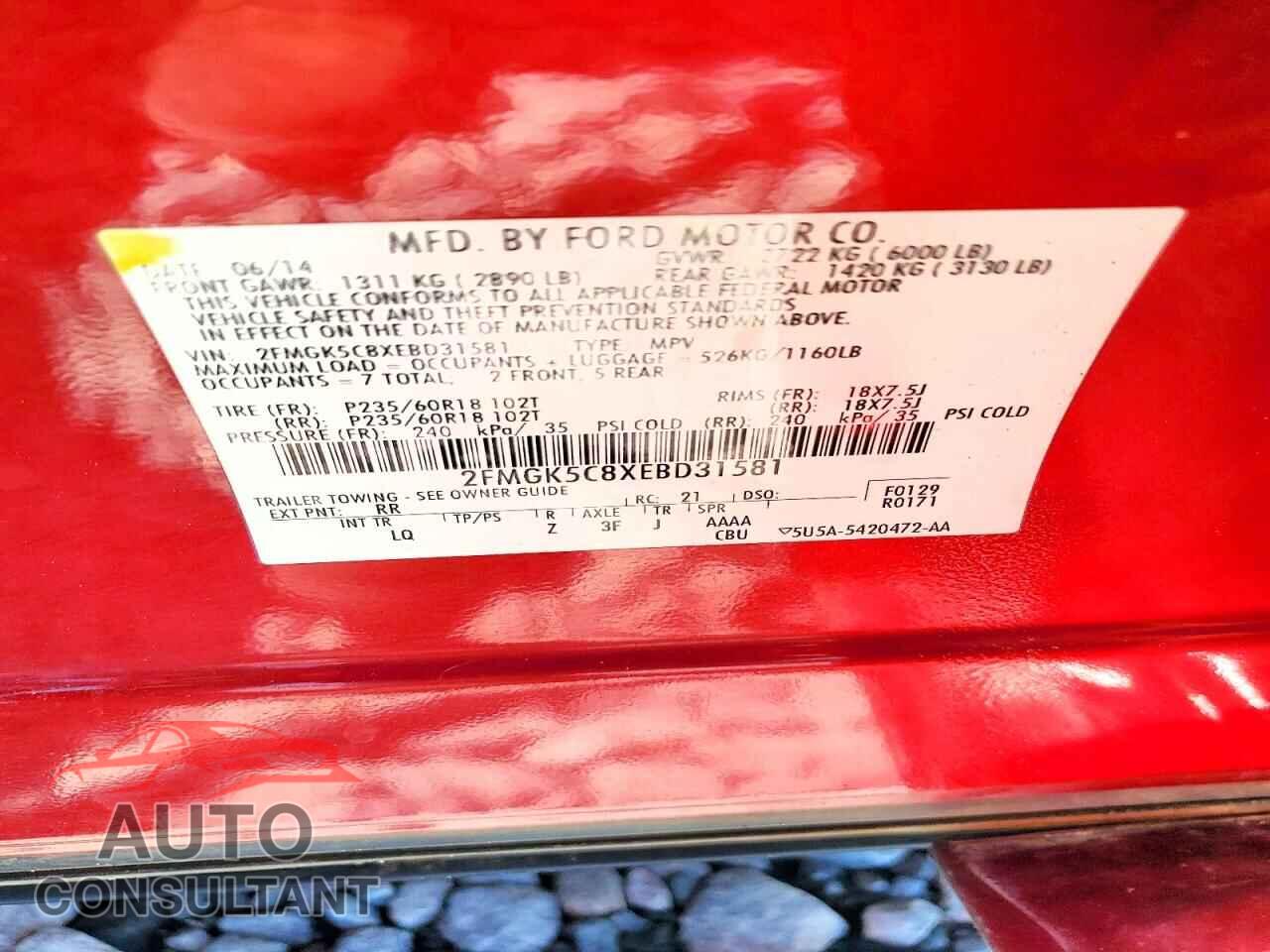 FORD FLEX 2014 - 2FMGK5C8XEBD31581