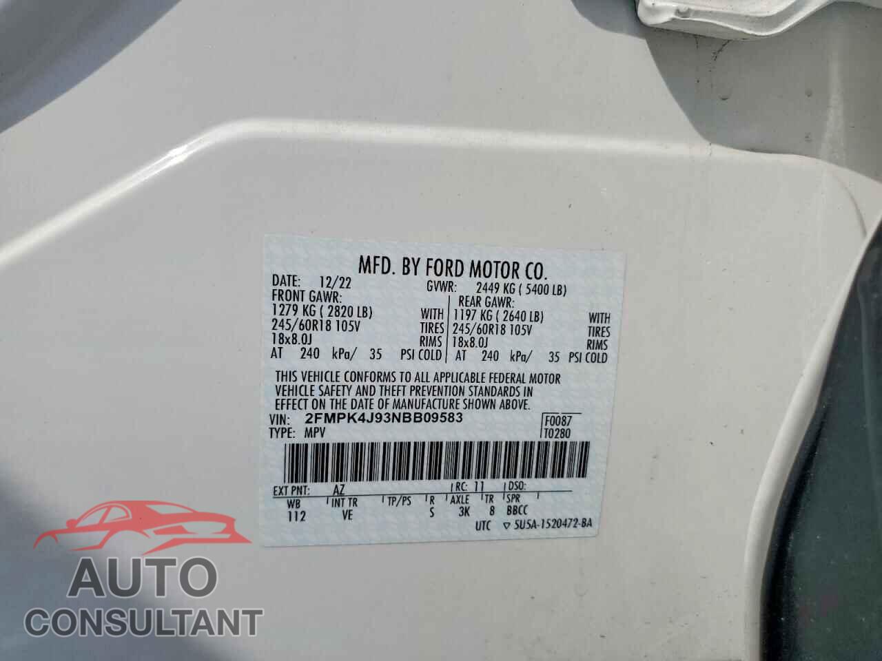 FORD EDGE 2022 - 2FMPK4J93NBB09583
