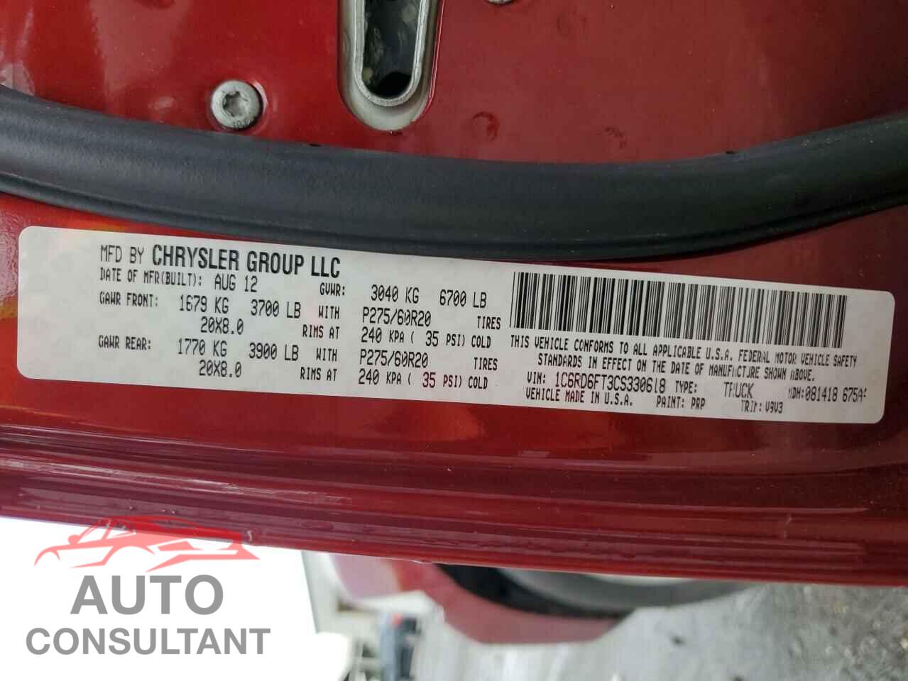 DODGE RAM 1500 2012 - 1C6RD6FT3CS330618