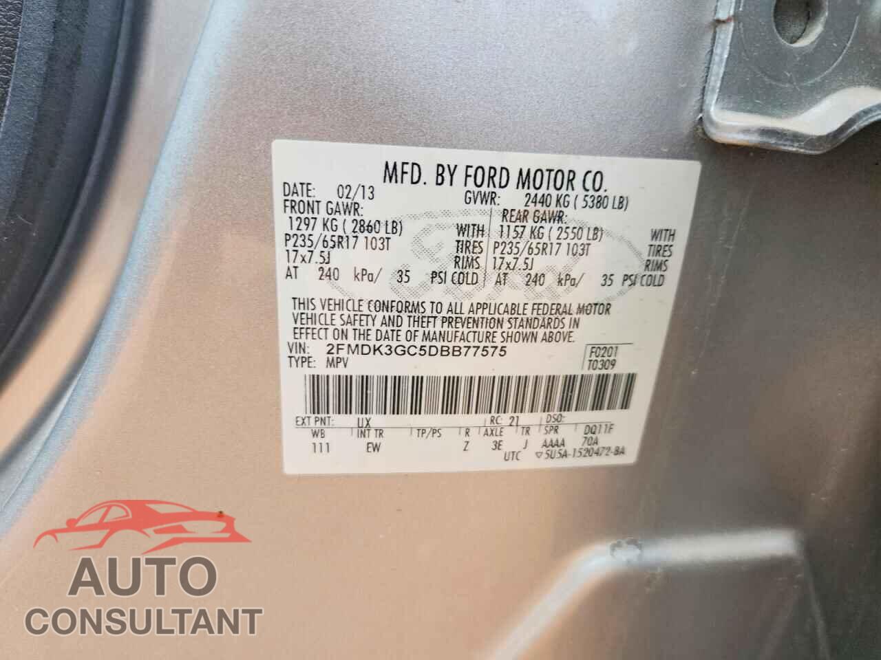 FORD EDGE 2013 - 2FMDK3GC5DBB77575