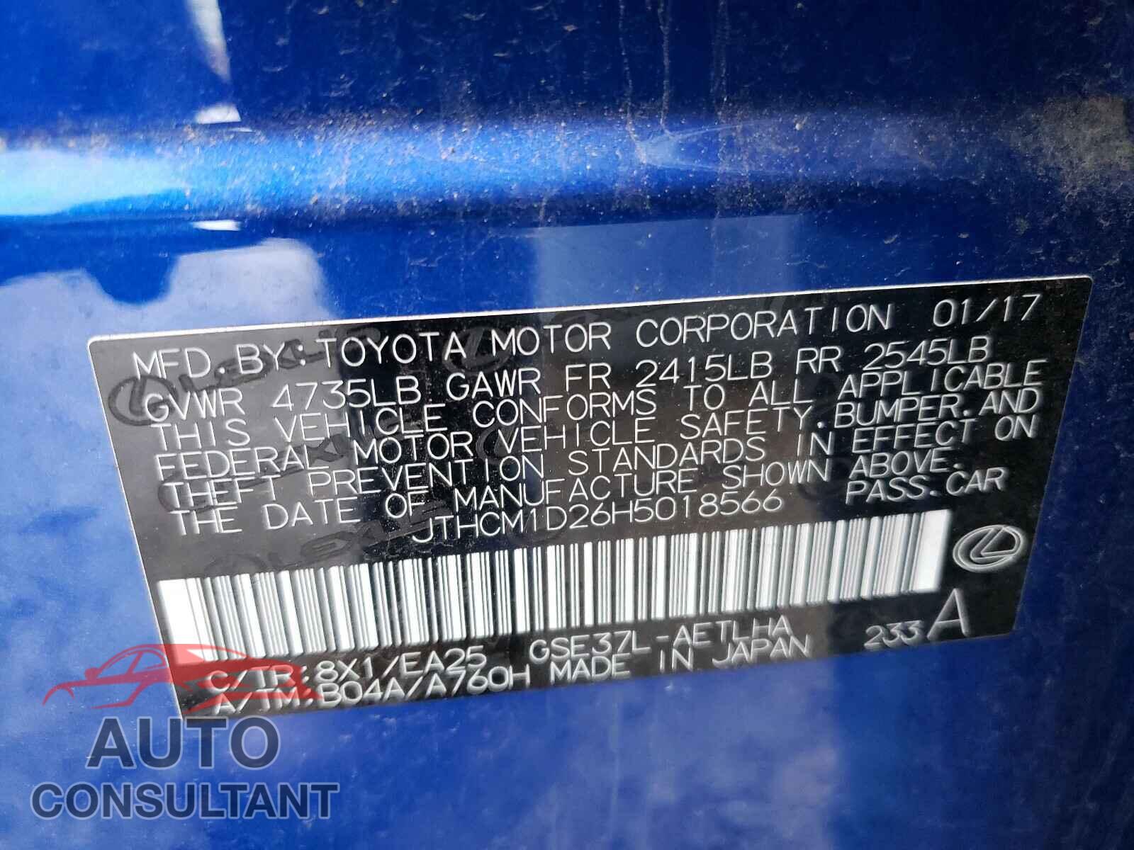LEXUS IS 2017 - JTHCM1D26H5018566