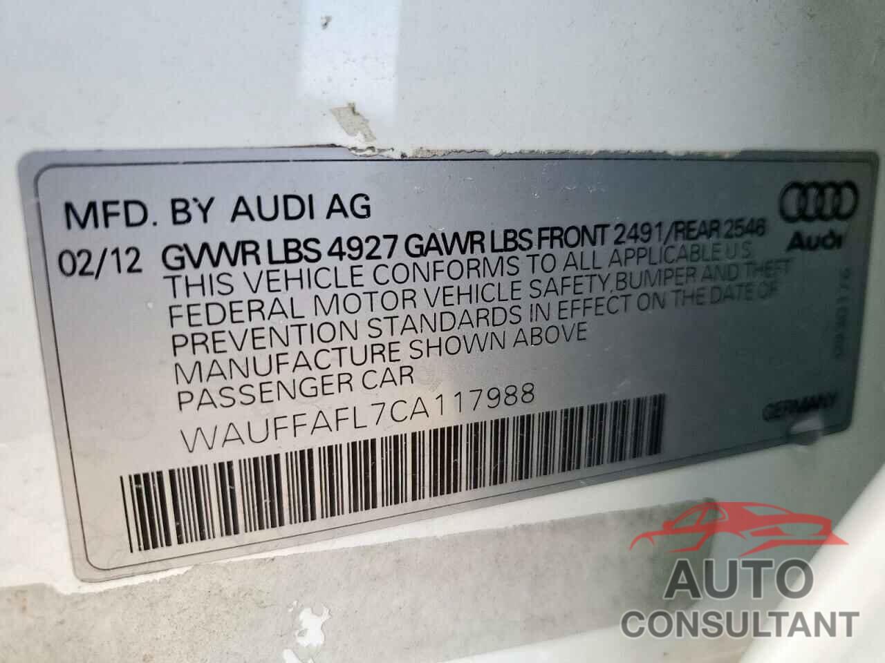 AUDI A4 2012 - WAUFFAFL7CA117988