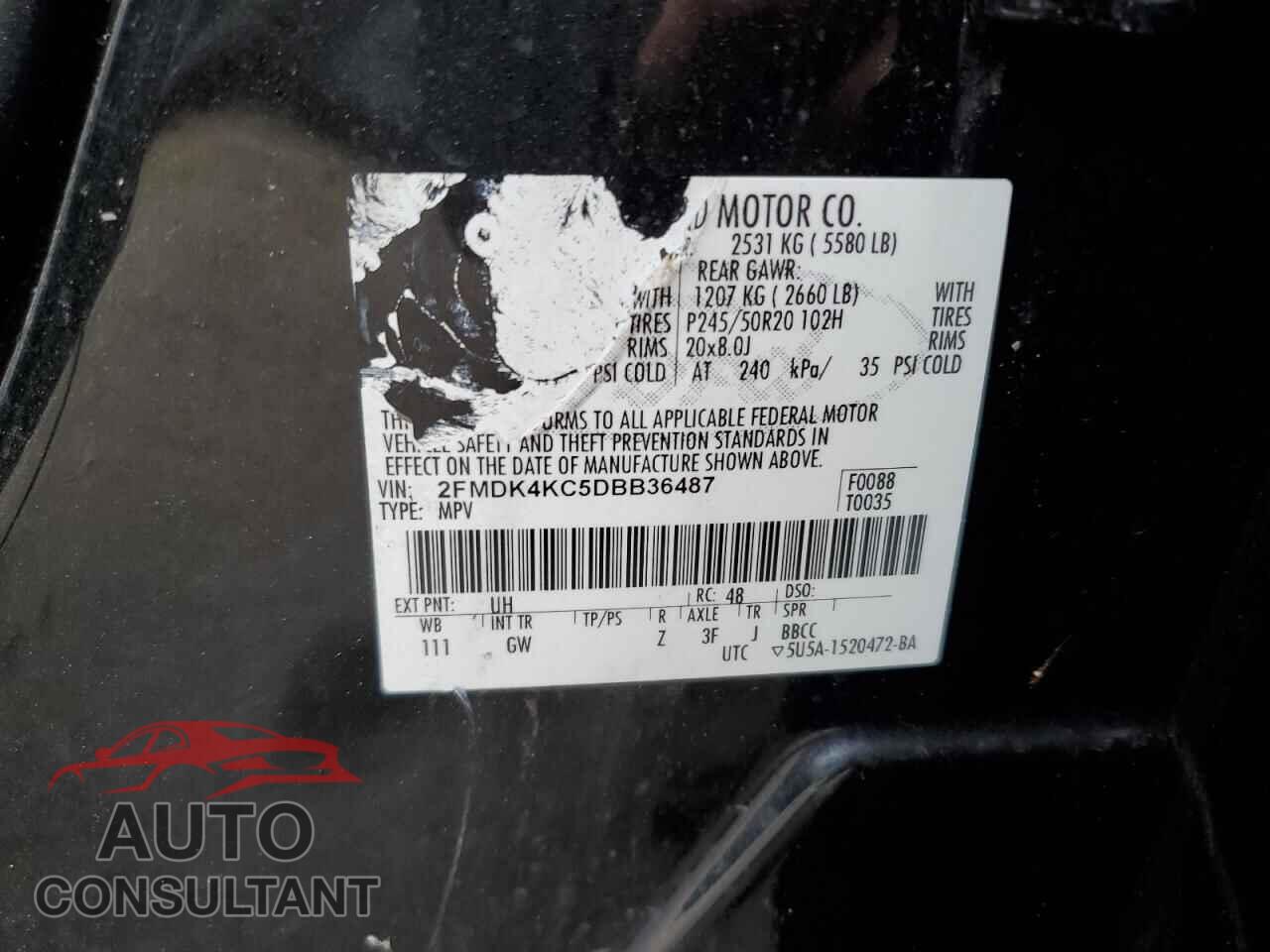 FORD EDGE 2013 - 2FMDK4KC5DBB36487