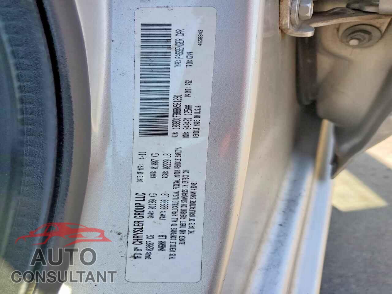 DODGE AVENGER 2011 - 1B3BD1FB8BN561291