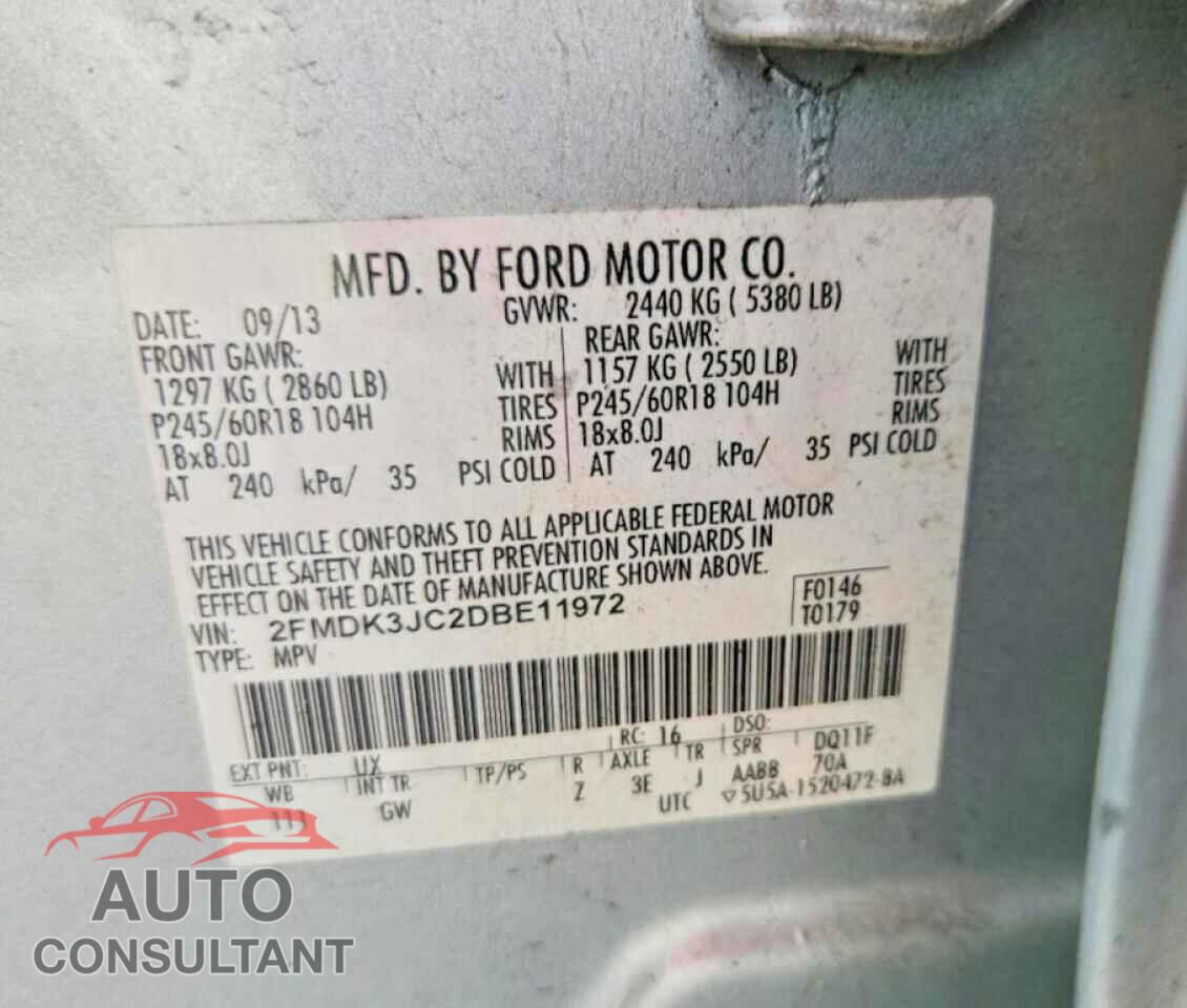 FORD EDGE 2013 - 2FMDK3JC2DBE11972