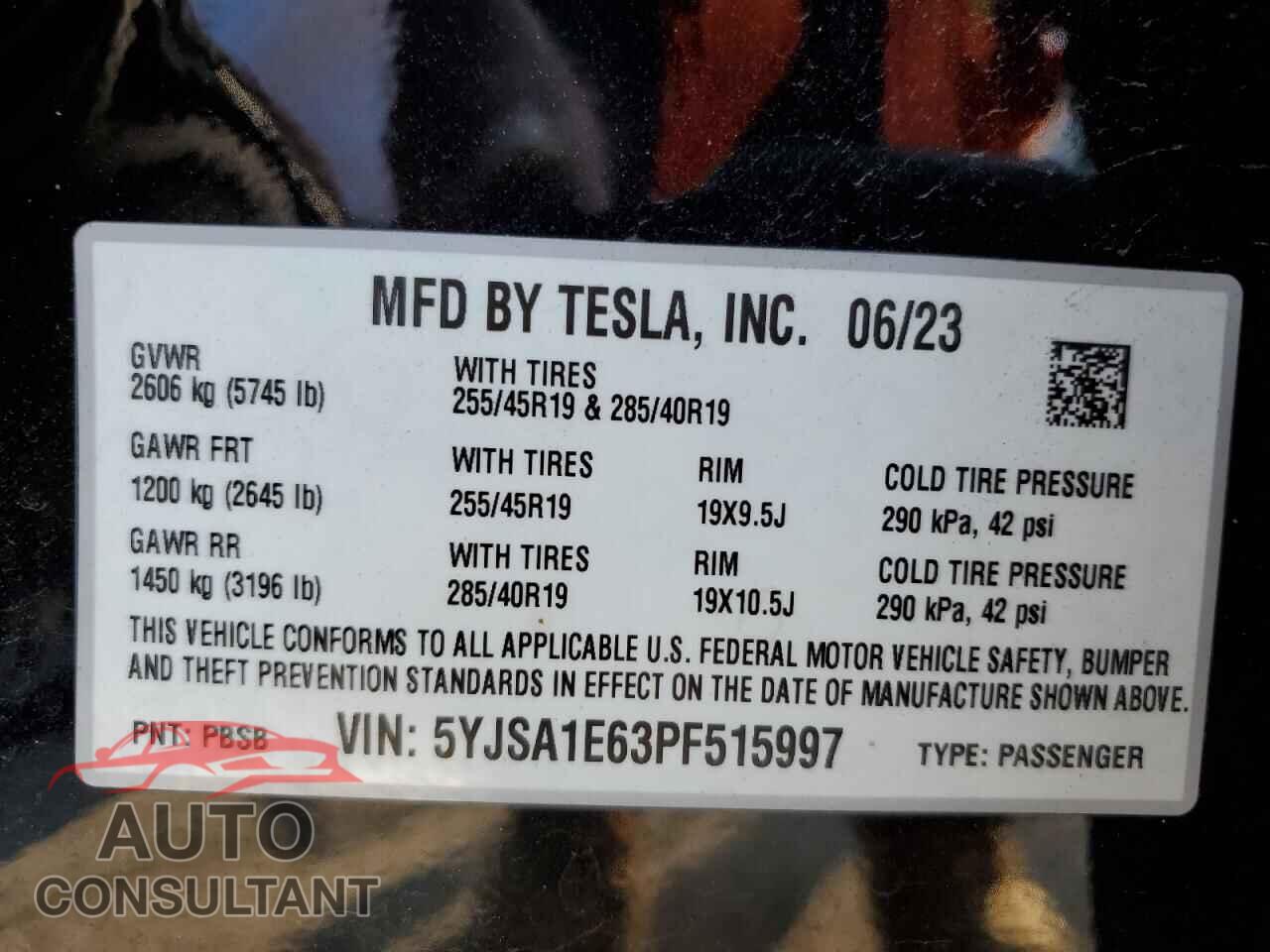 TESLA MODEL S 2023 - 5YJSA1E63PF515997