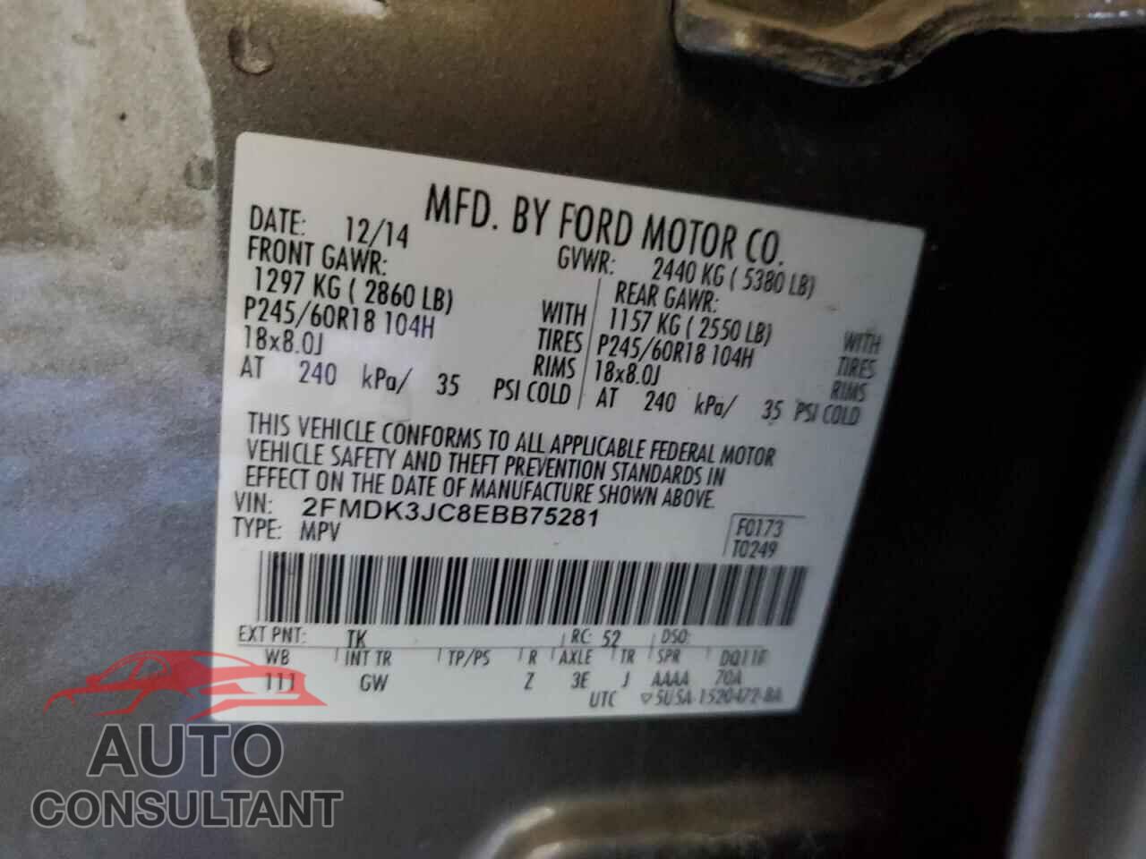 FORD EDGE 2014 - 2FMDK3JC8EBB75281