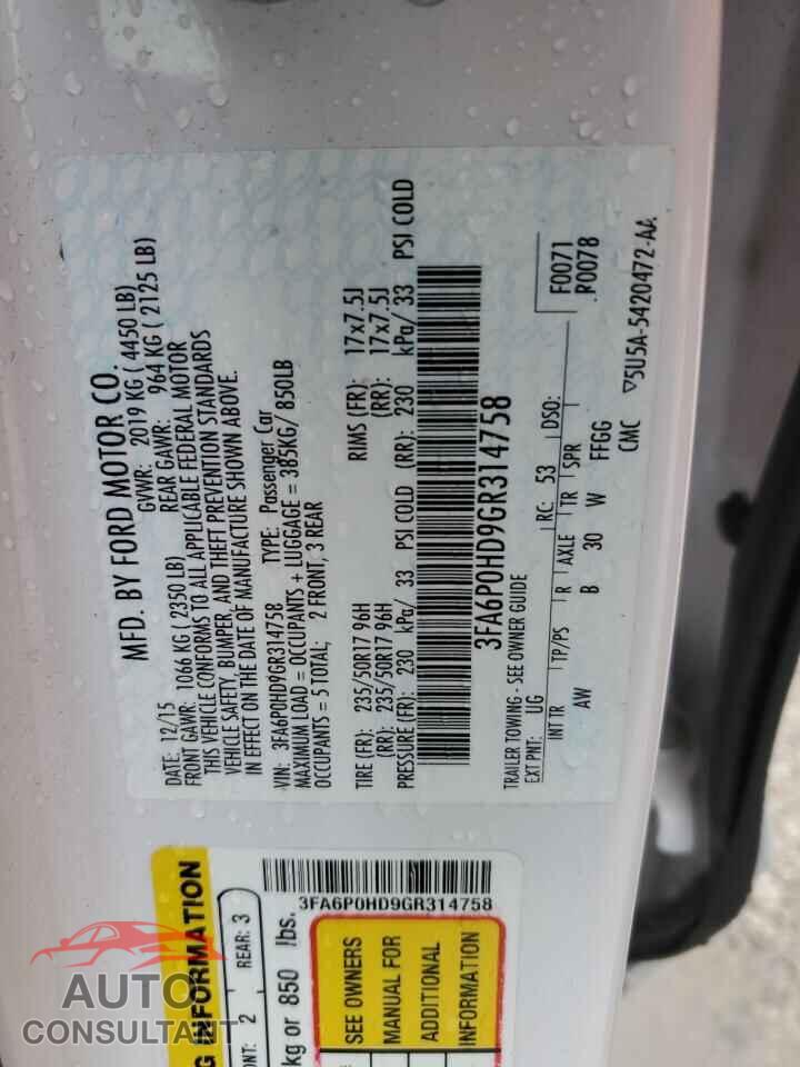 FORD FUSION 2016 - 3FA6P0HD9GR314758