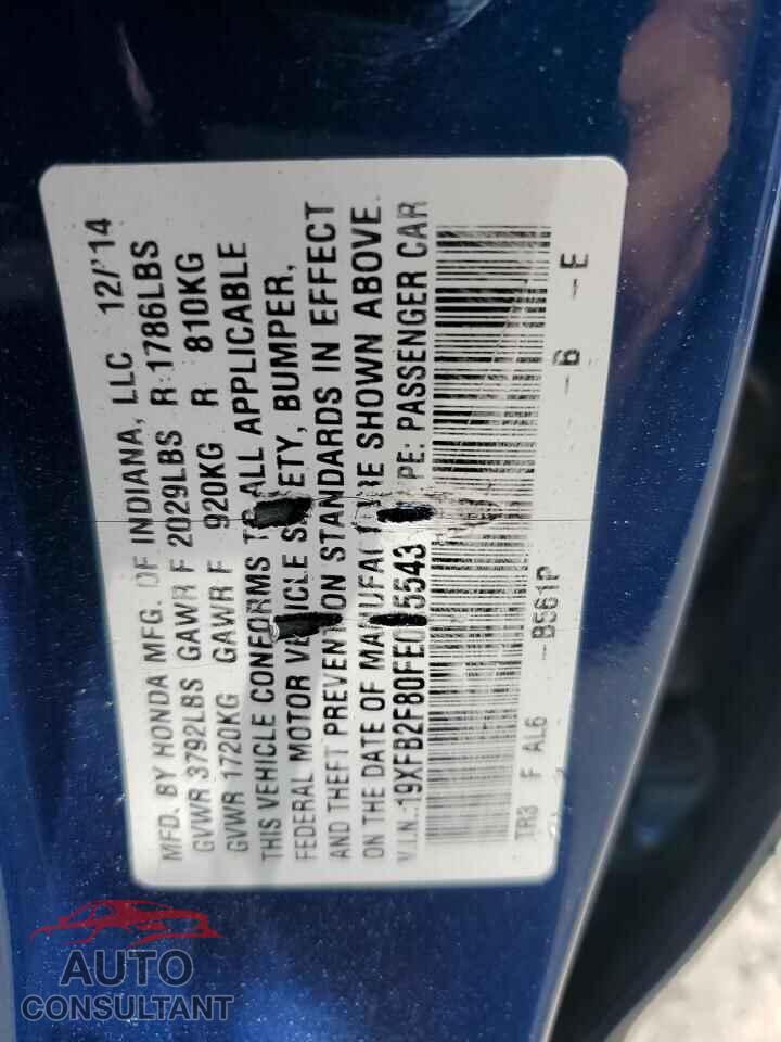 HONDA CIVIC 2015 - 19XFB2F80FE025543