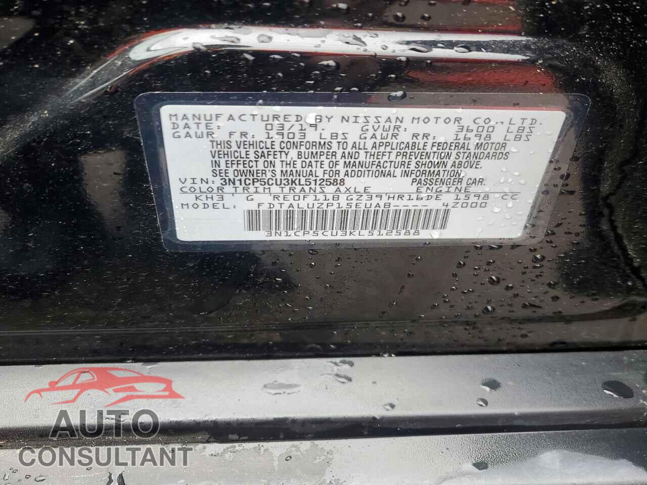 NISSAN KICKS 2019 - 3N1CP5CU3KL512588