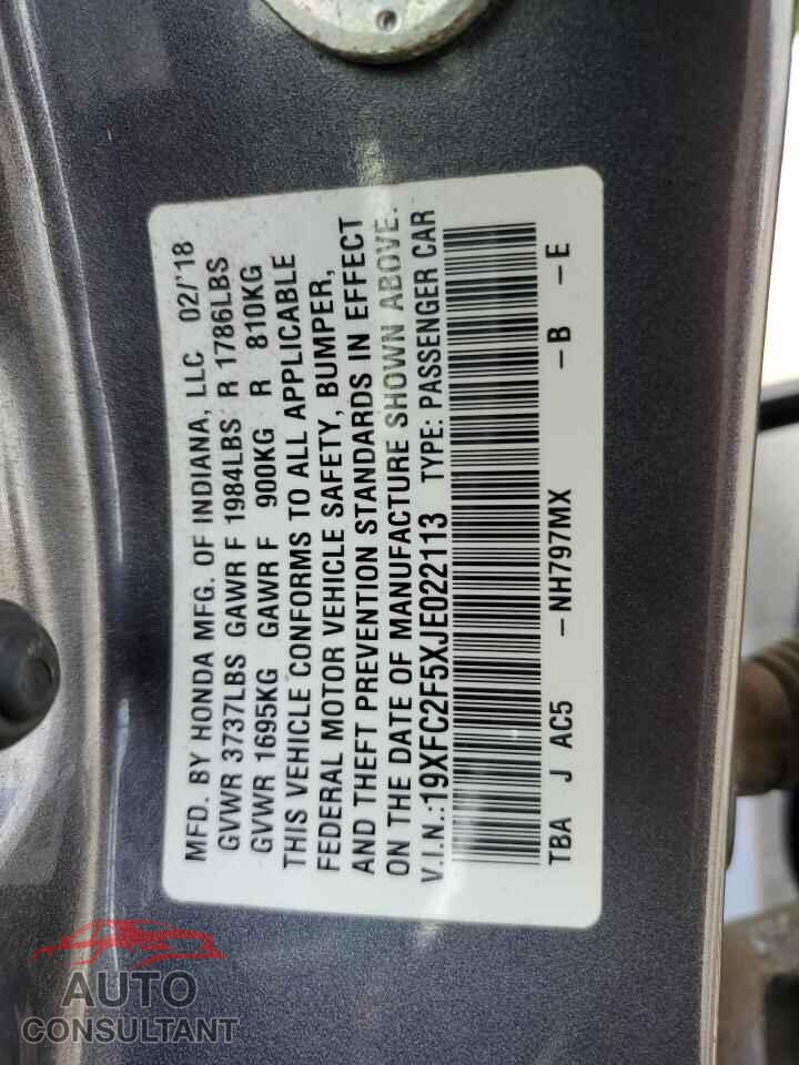 HONDA CIVIC 2018 - 19XFC2F5XJE022113