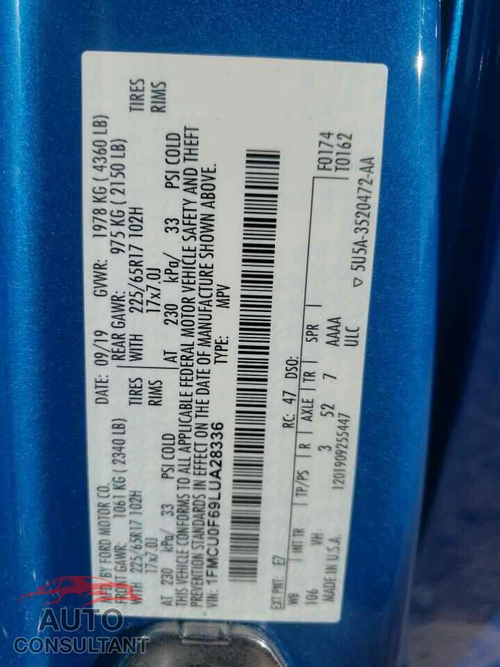 FORD ESCAPE 2020 - 1FMCU0F69LUA28336