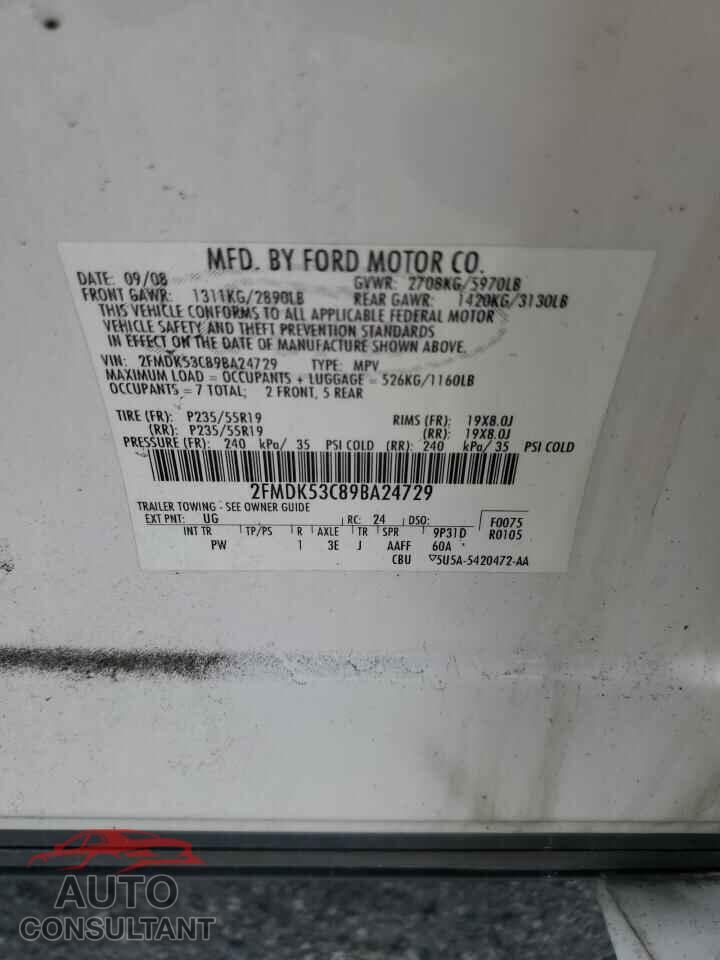 FORD FLEX 2009 - 2FMDK53C89BA24729