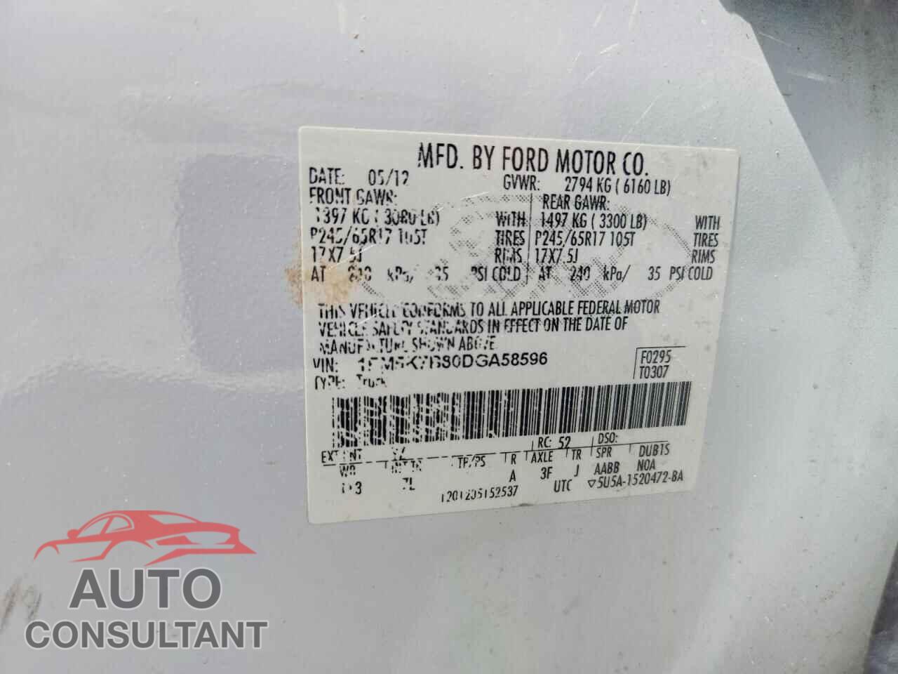 FORD EXPLORER 2013 - 1FM5K7B80DGA58596