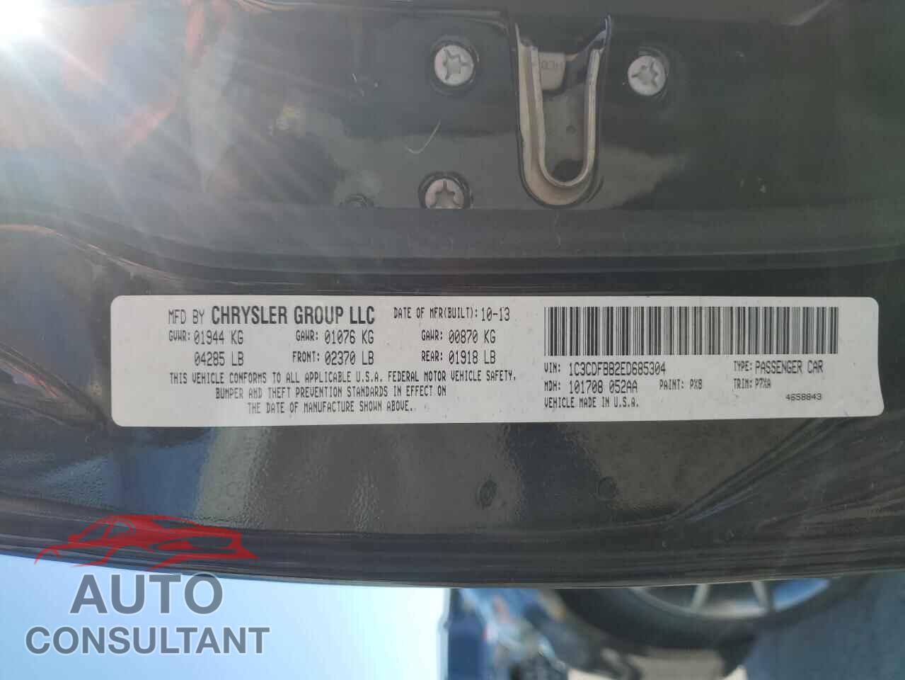 DODGE DART 2014 - 1C3CDFBB2ED685304