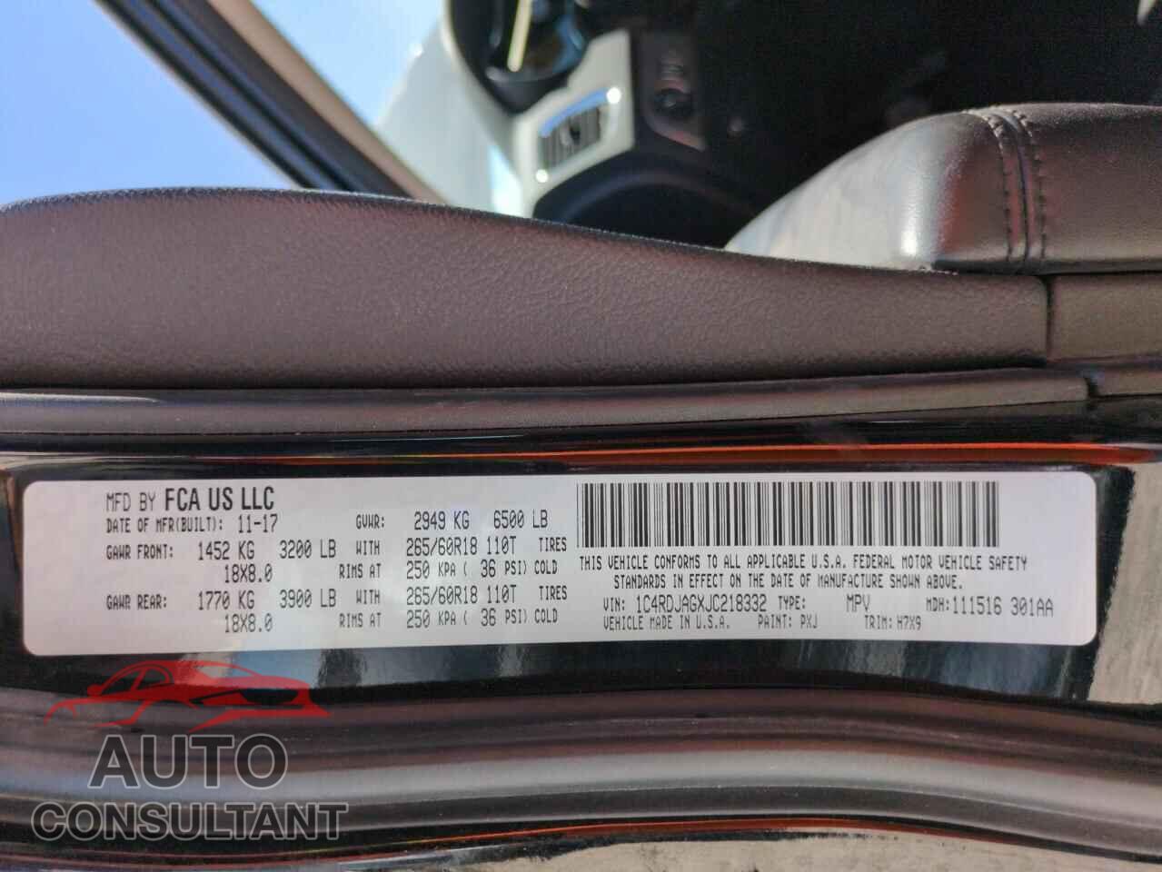 DODGE DURANGO 2018 - 1C4RDJAGXJC218332