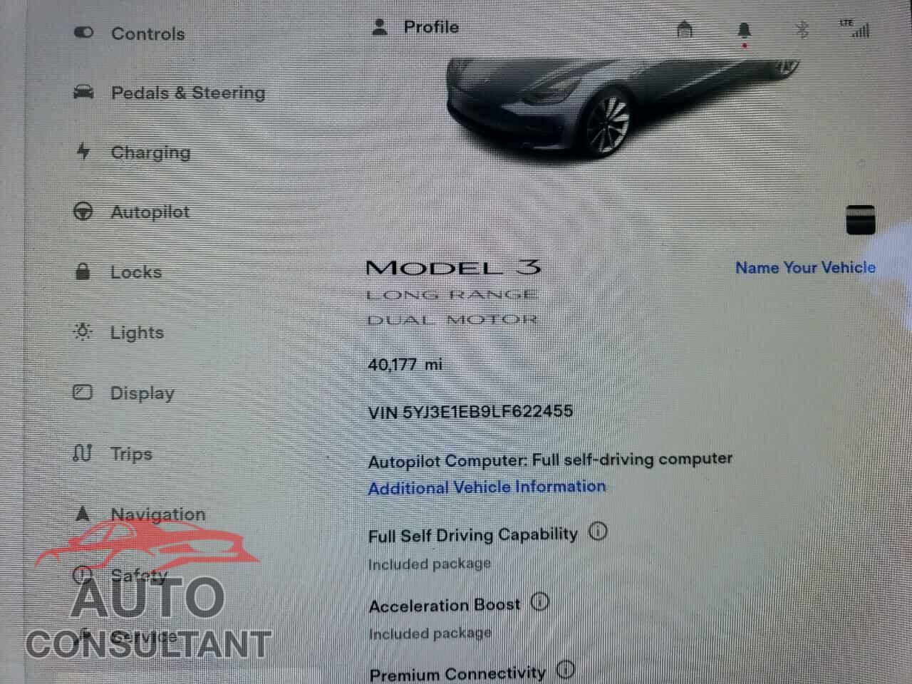 TESLA MODEL 3 2020 - 5YJ3E1EB9LF622455
