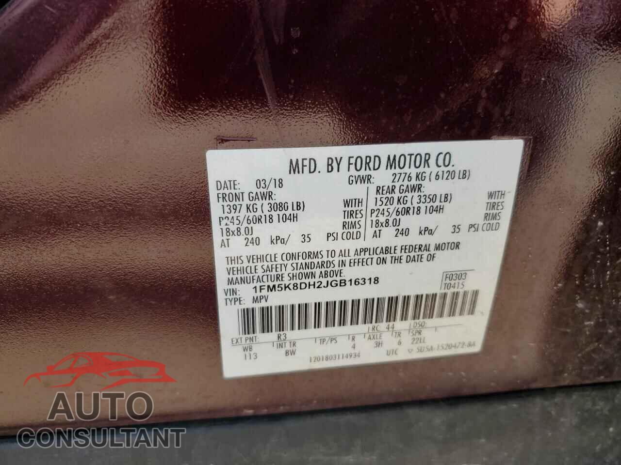 FORD EXPLORER 2018 - 1FM5K8DH2JGB16318