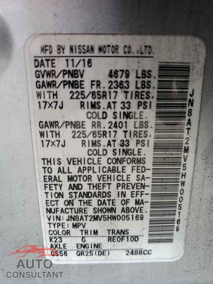 NISSAN ROGUE 2017 - JN8AT2MV5HW005169
