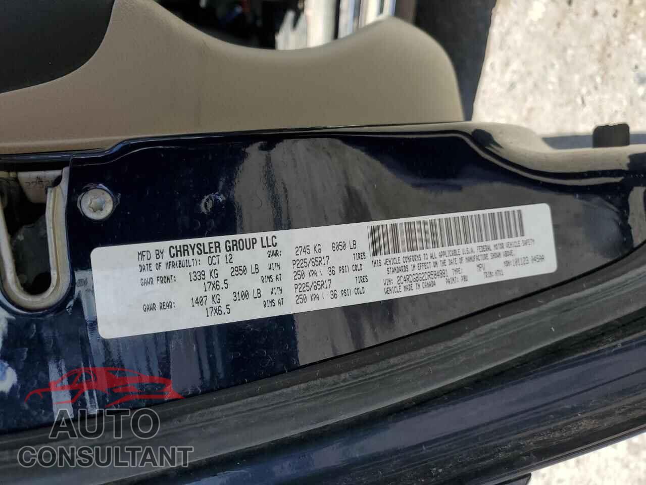 DODGE CARAVAN 2013 - 2C4RDGBG2DR584881