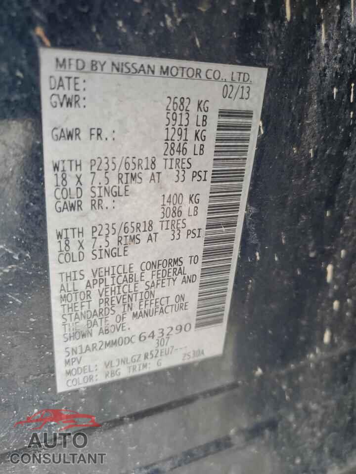 NISSAN PATHFINDER 2013 - 5N1AR2MM0DC643290