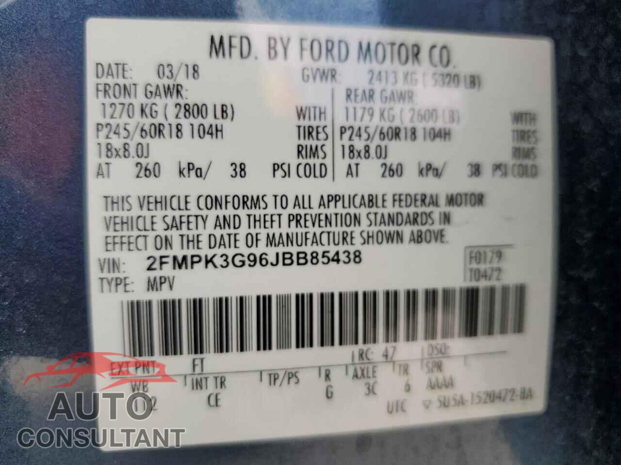 FORD EDGE 2018 - 2FMPK3G96JBB85438