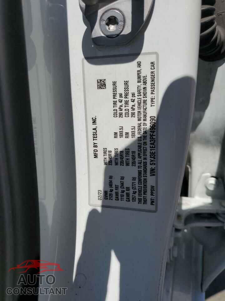 TESLA MODEL 3 2023 - 5YJ3E1EA3PF496090
