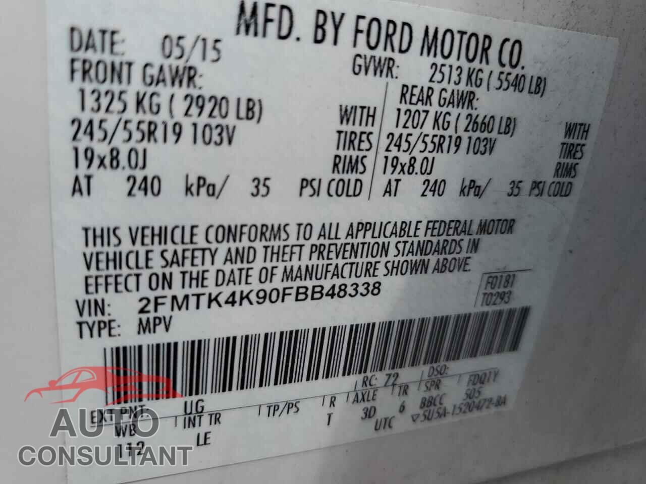 FORD EDGE 2015 - 2FMTK4K90FBB48338