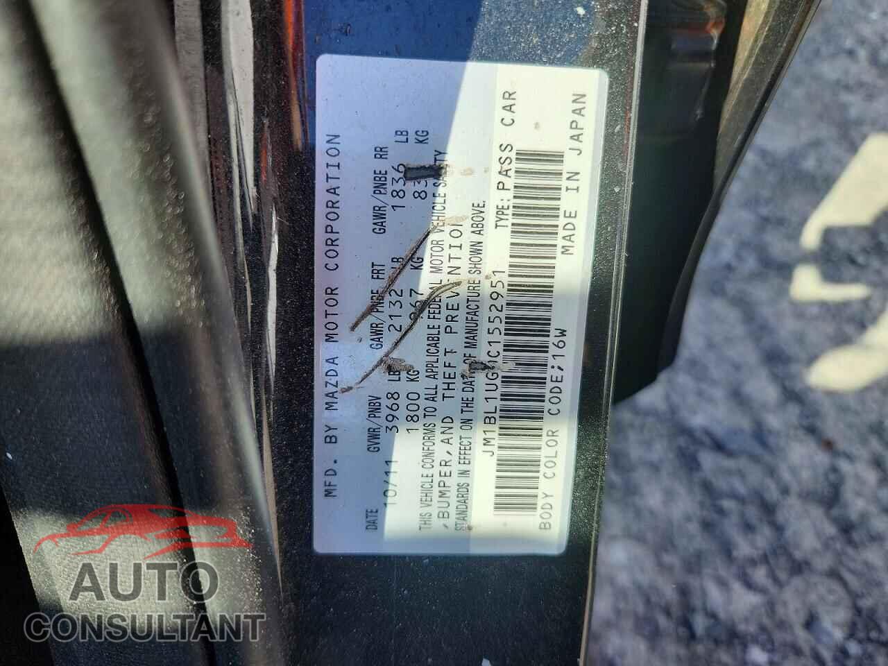 MAZDA 3 2012 - JM1BL1UG0C1552951
