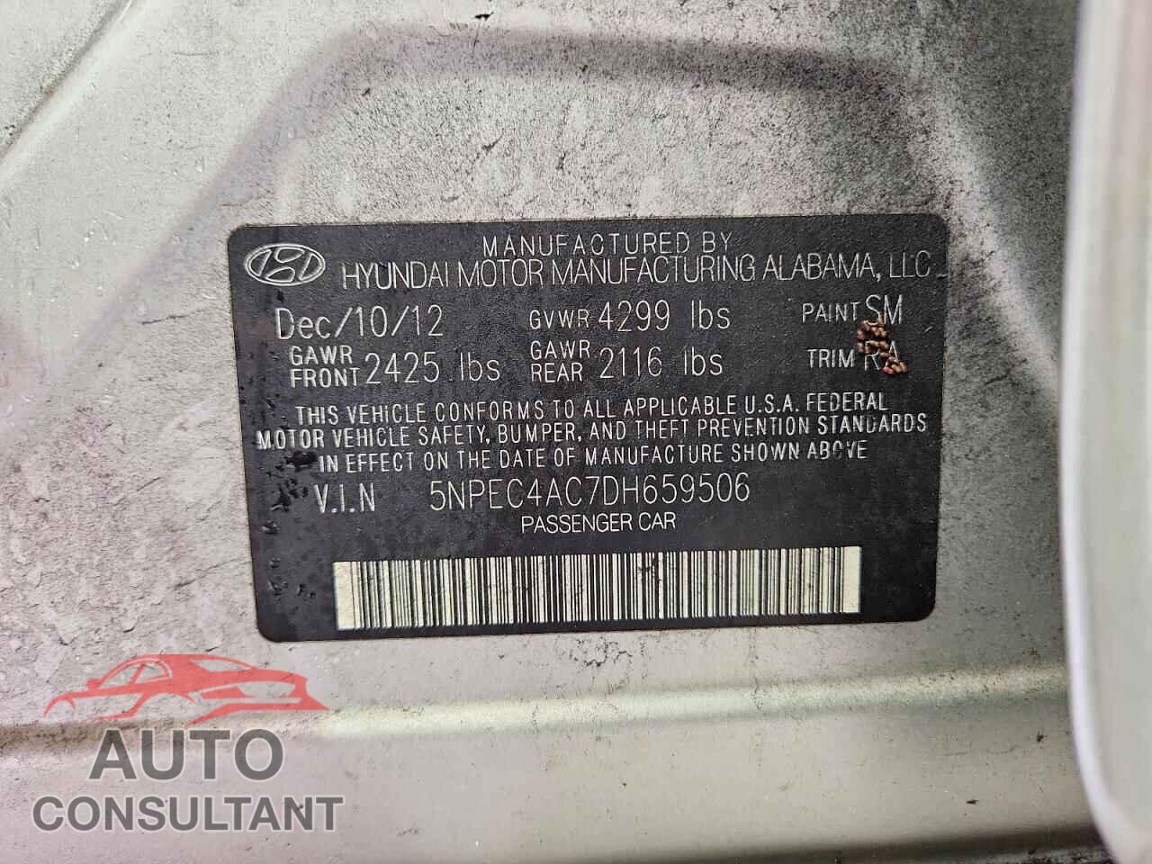 HYUNDAI SONATA 2013 - 5NPEC4AC7DH659506