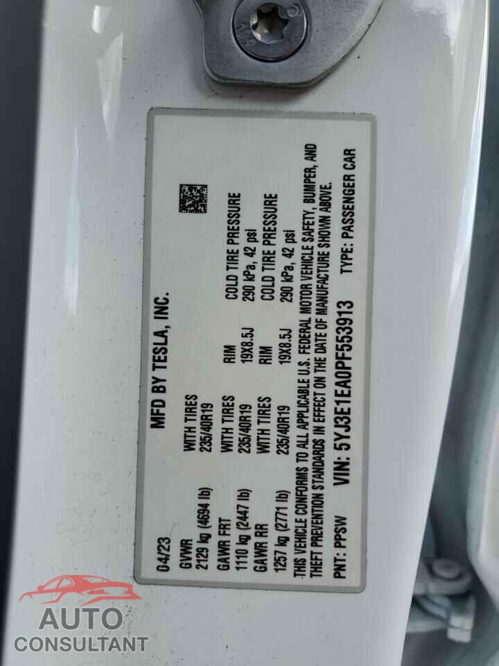 TESLA MODEL 3 2023 - 5YJ3E1EA0PF553913