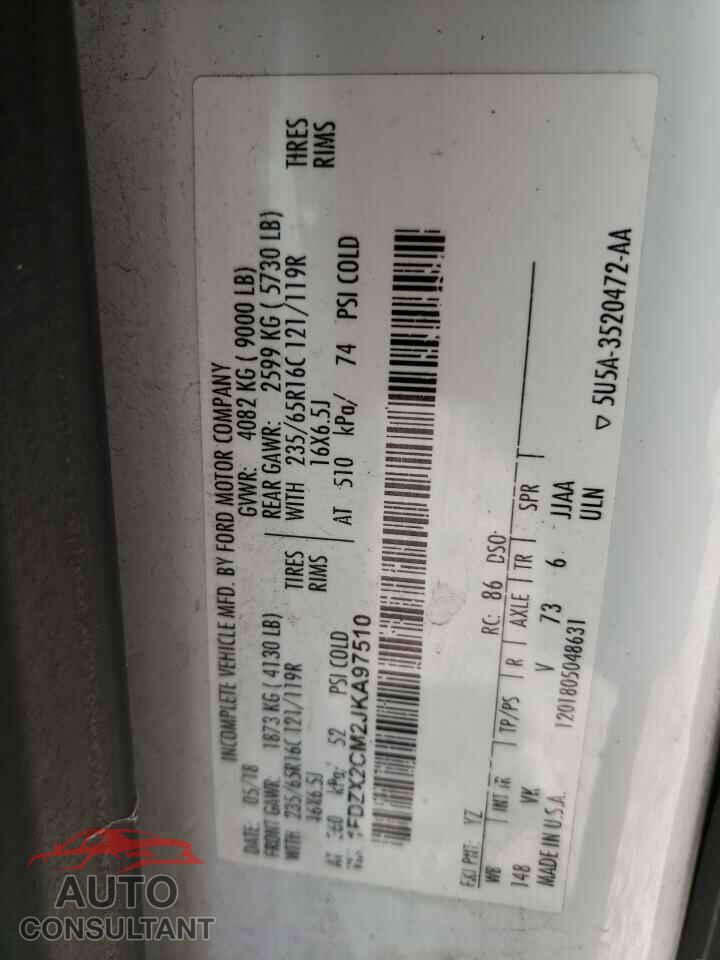 FORD TRANSIT 2018 - 1FDZX2CM2JKA97510