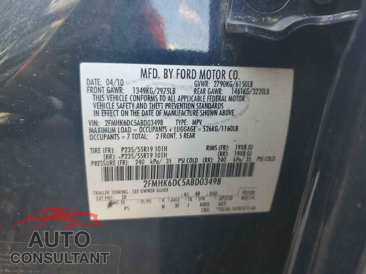 FORD FLEX 2010 - 2FMHK6DC5ABD03498