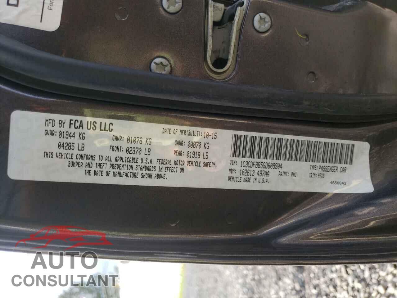 DODGE DART 2016 - 1C3CDFBB5GD609904