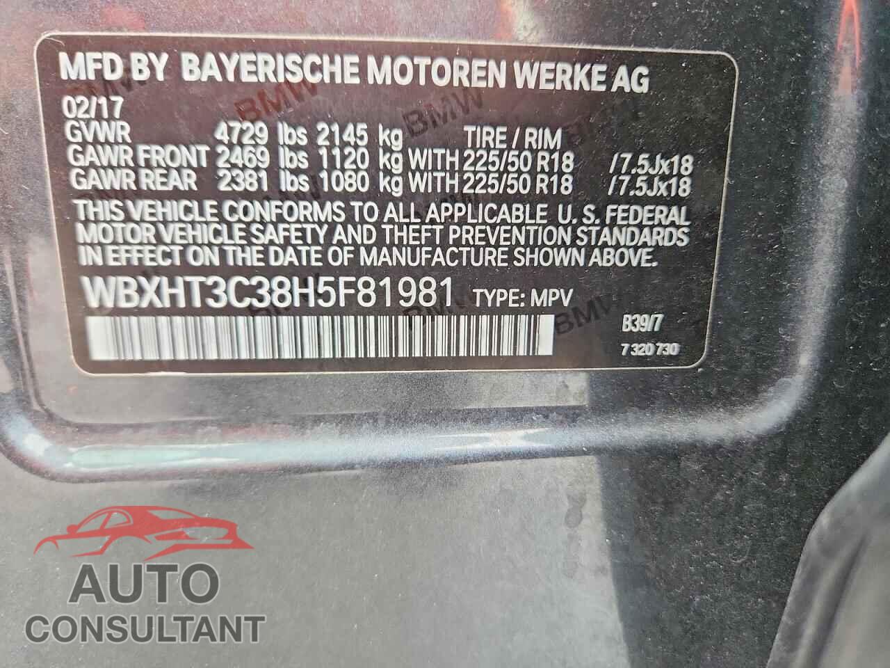 BMW X1 2017 - WBXHT3C38H5F81981