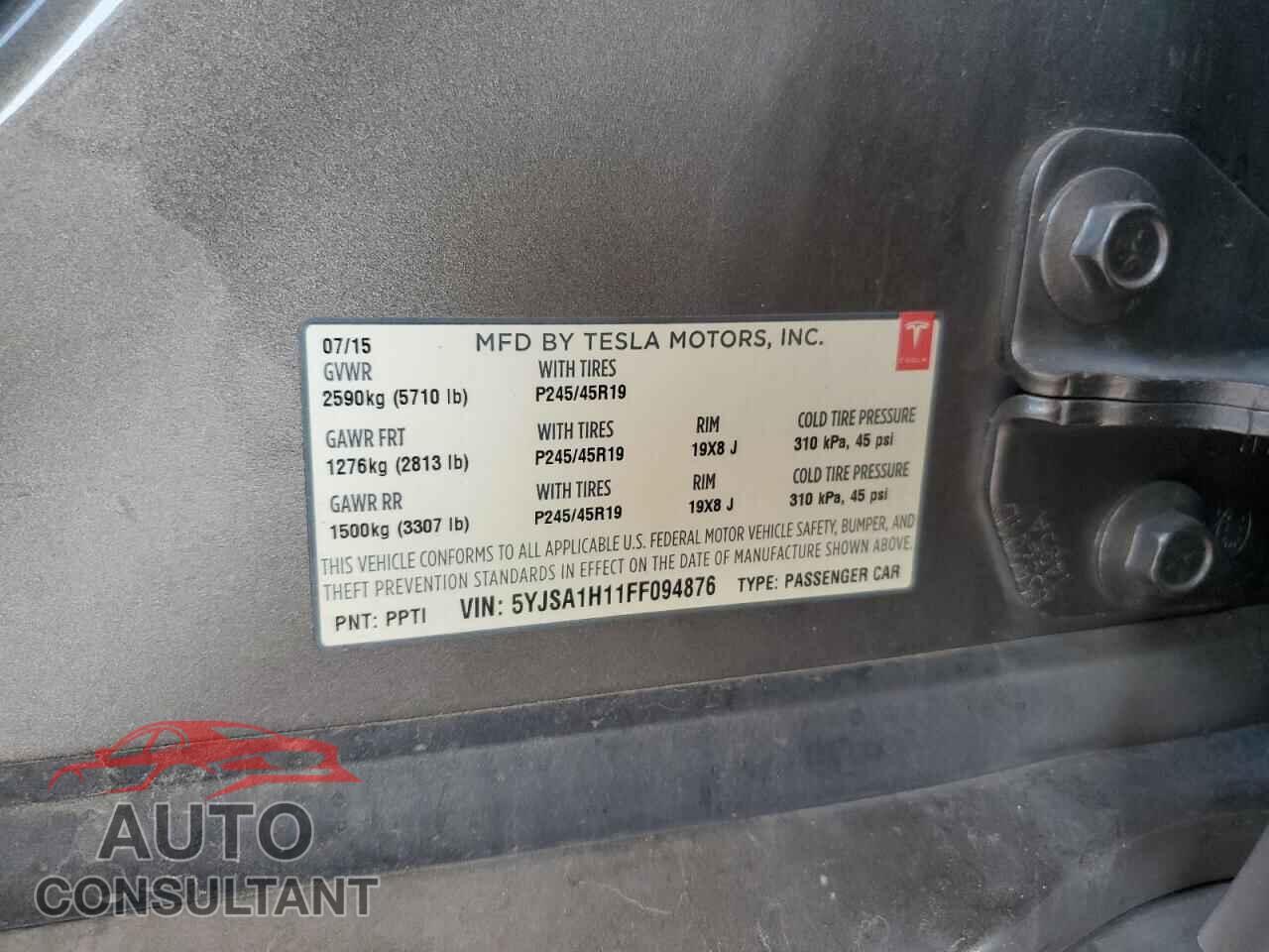TESLA MODEL S 2015 - 5YJSA1H11FF094876